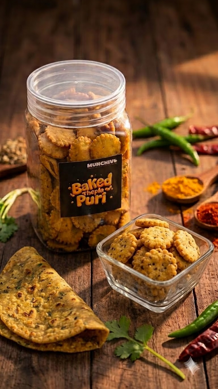 Baked Thepla Puri (Jain Friendly) No Onion No Garlic
