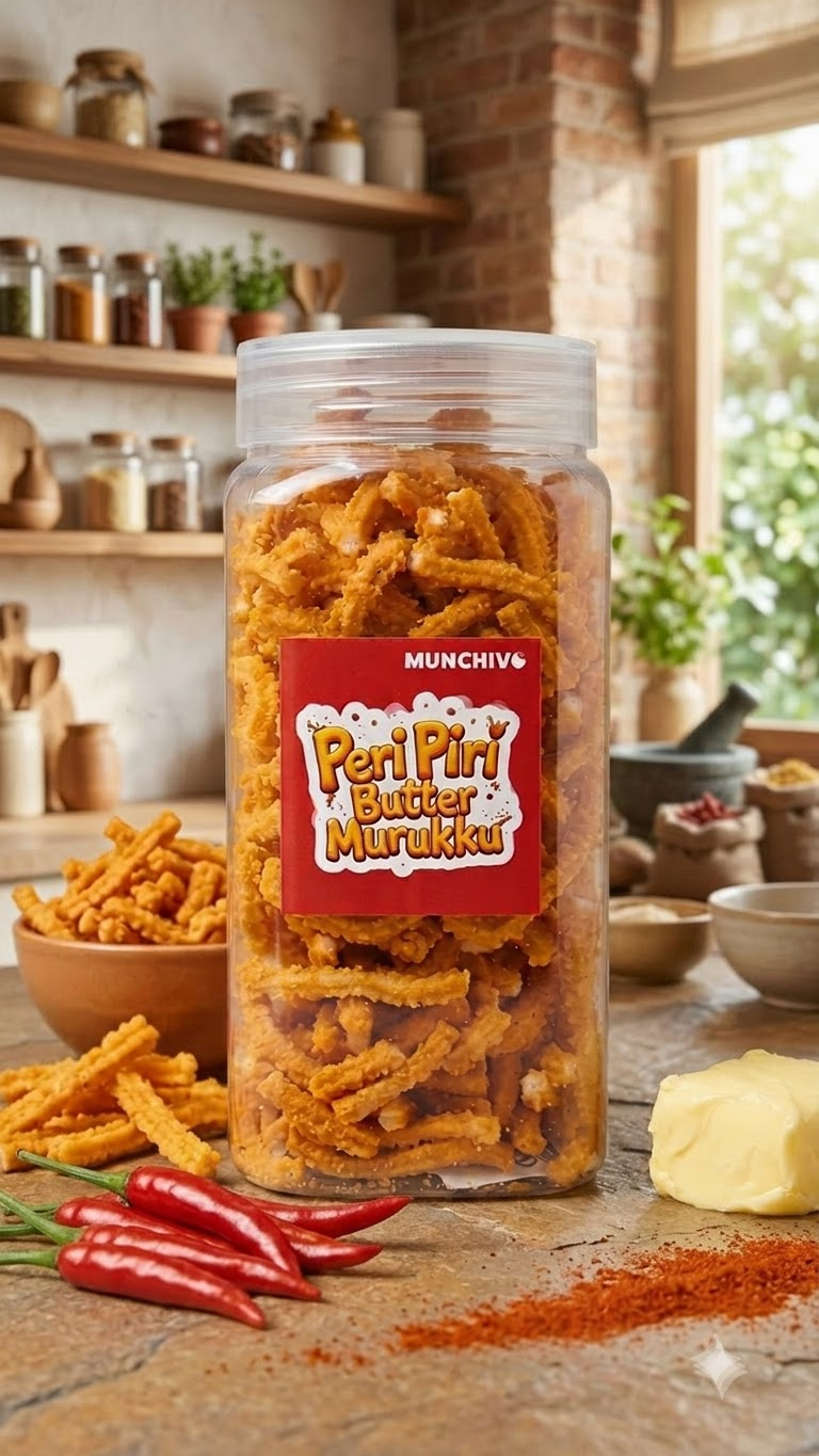Piri Piri Butter Murukku (Jain Friendly) No Onion No Garlic